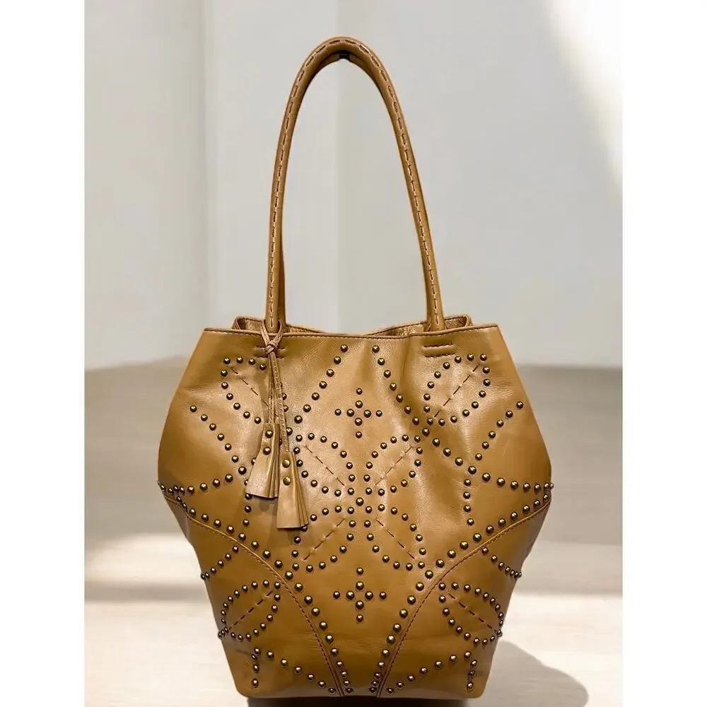 Isabella Fiore Leather Studded Tote Bag